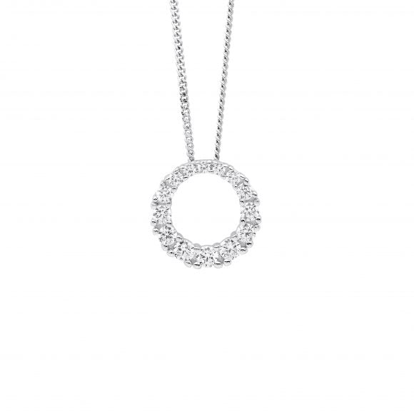 Ladies Ellani Cubic Zirconia Circle Necklace P905S