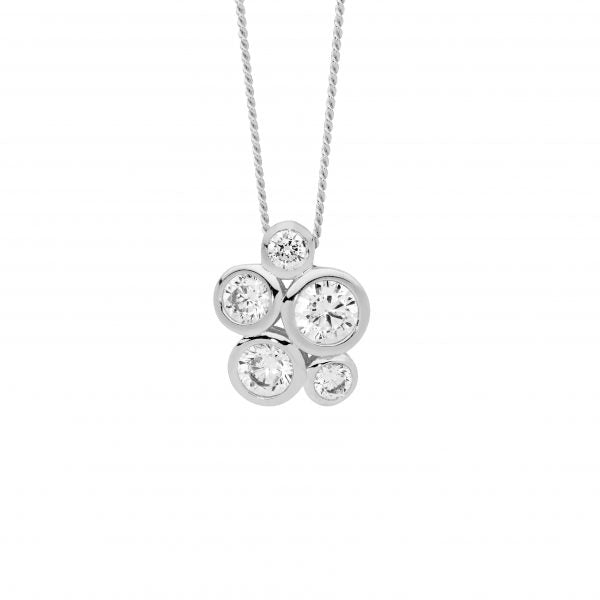 Ladies Ellani Sterling Silver Cz Bezel Set Pendant P898S