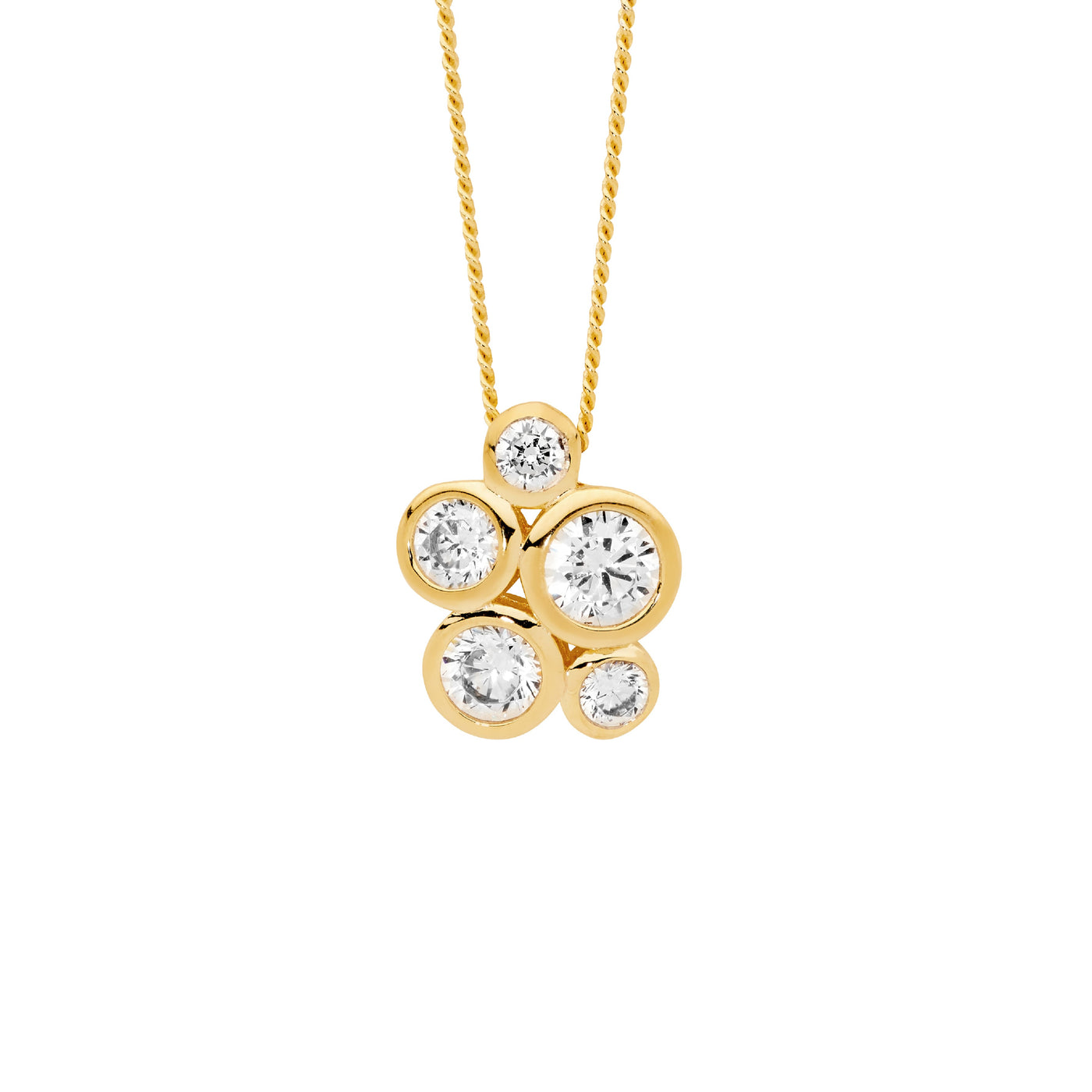 Ladies Ellani Yellow Gold Plated Bezel Set Cz Pendant P898G