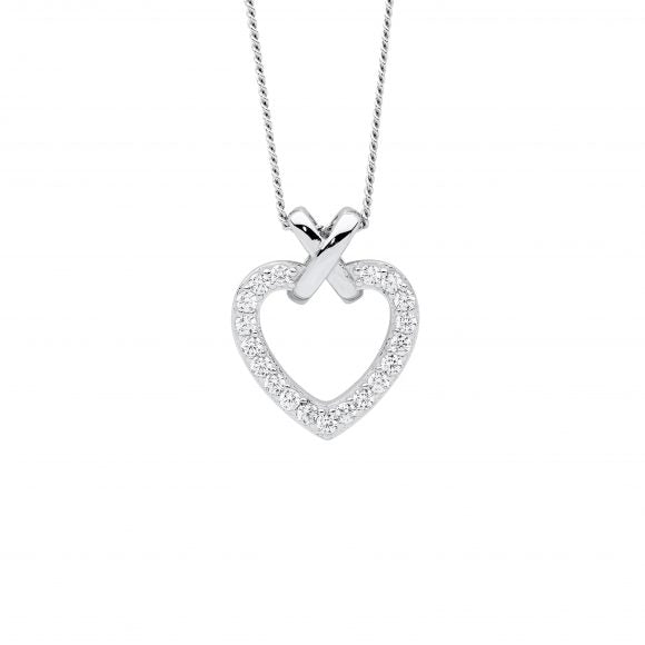 Ladies Ellani Cross Over Heart Pendant P902S