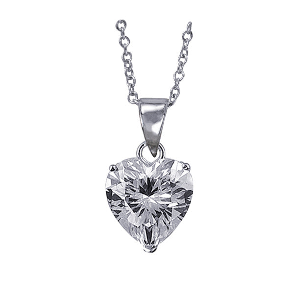 Sterling Silver Heart Shaped Cubic Zirconia Pendant