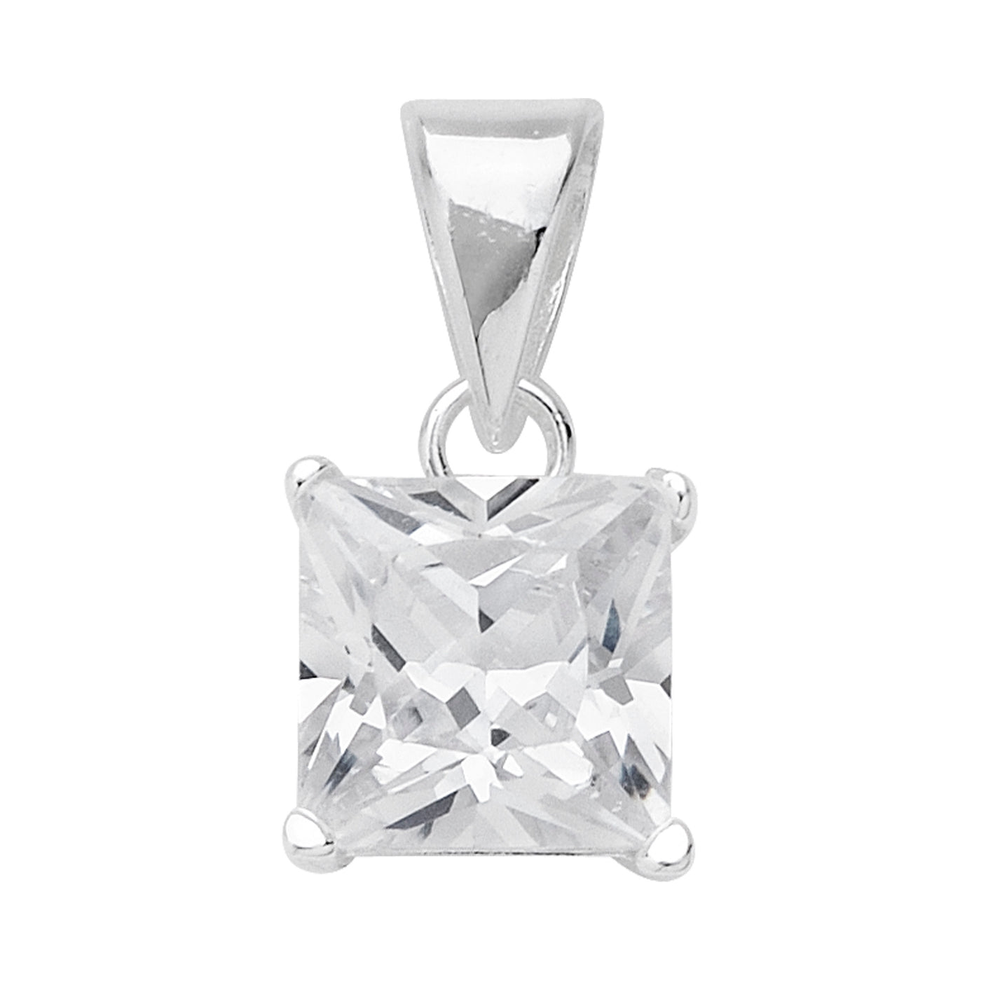 Sterling Silver Princess Cut CZ Pendant