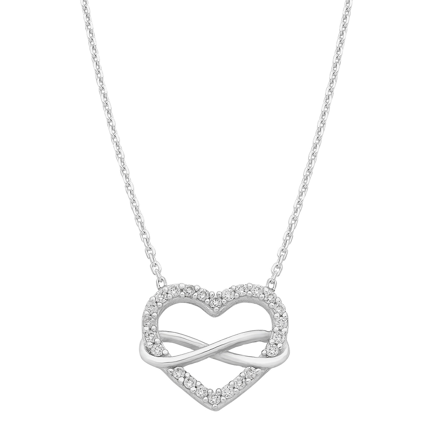 Sterling Silver CZ Heart And Infinty Pendant