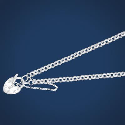 Sterling Silver Round Belcher Padlock Bracelet