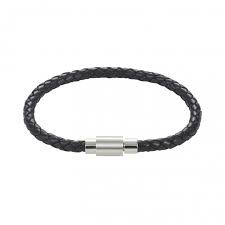 Black Leather Mens Bracelet