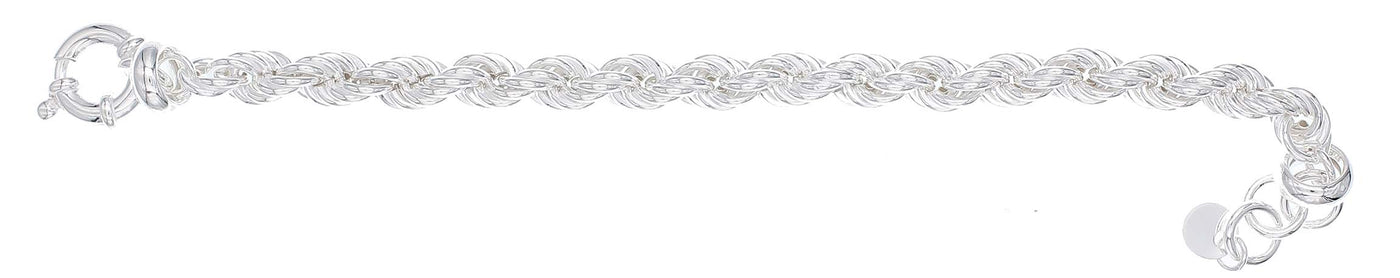 Sterling Silver Rope Chain With Bolt Ring Clasp 21Cm
