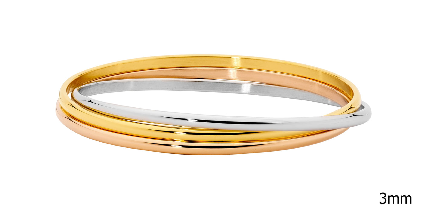 Stainless steel 3 tone plated russian bangle