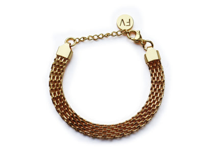 Stainless Steel Yellow Gold Plated Mesh Bracelet