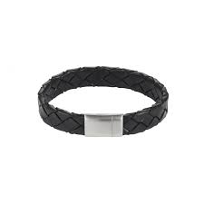 Cudworth Nero Italian Leather Bracelet With Stainless Steel Clasp