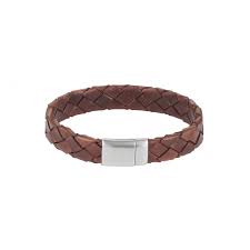Cudworth Tobacco Italian Leather Bracelet With Stainless Steel Clasp