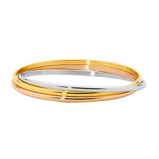 Stainless Steel Tri Gold Plated Russian Bangle 68Mm