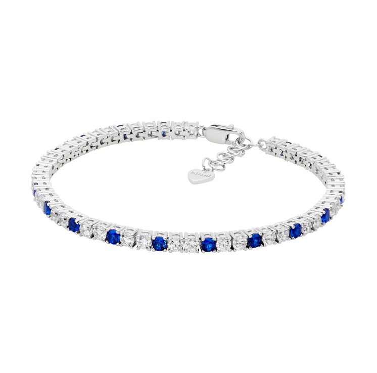 Sterling Silver Blue And Clear CZ Tennis Bracelet