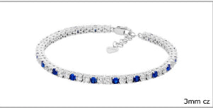 Sterling Silver Blue And Clear Tennis Bracelet