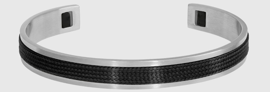 Mens Steel And Textile Bracelet