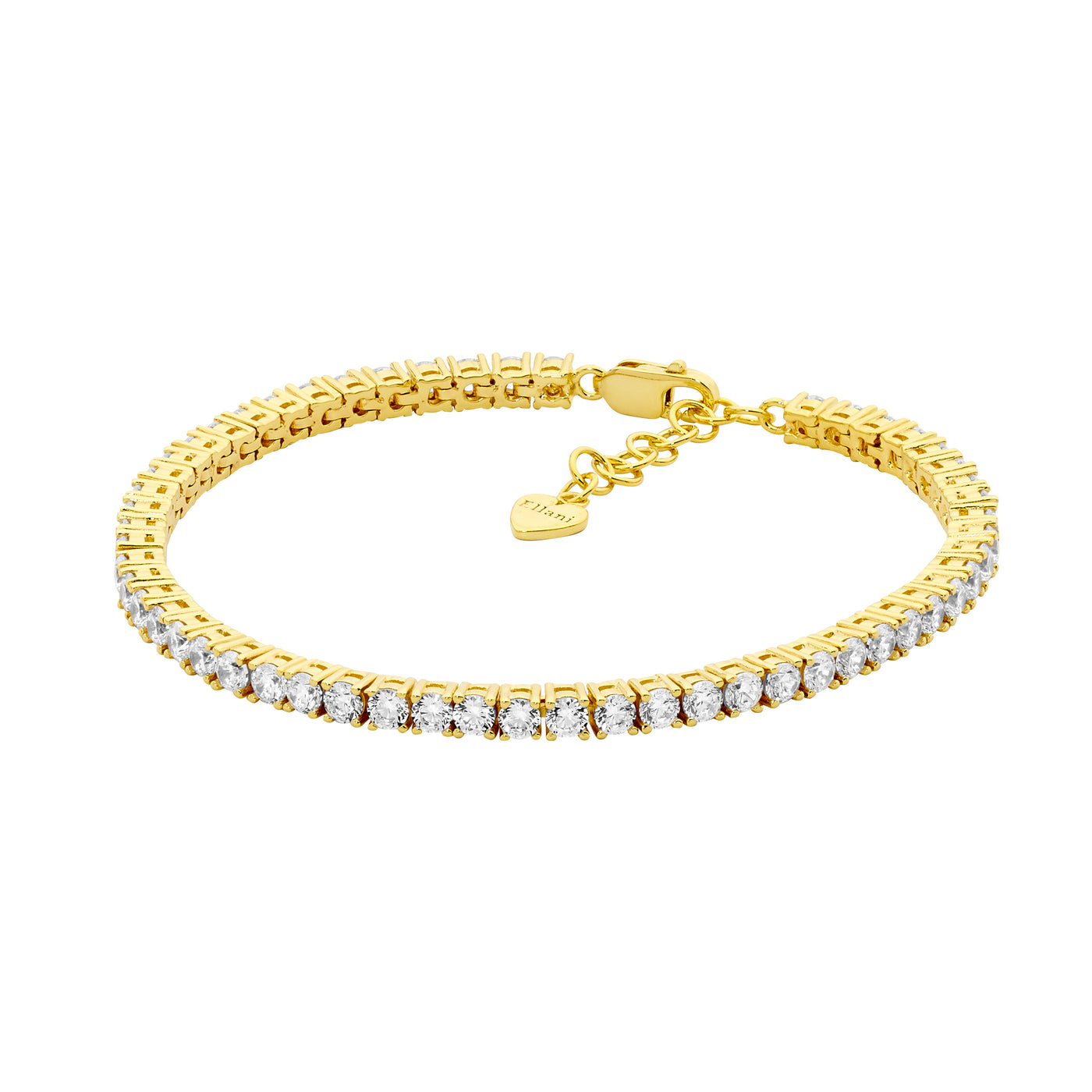 Ellani Sterling Silver Gold Plated CZ Tennis Bracelet