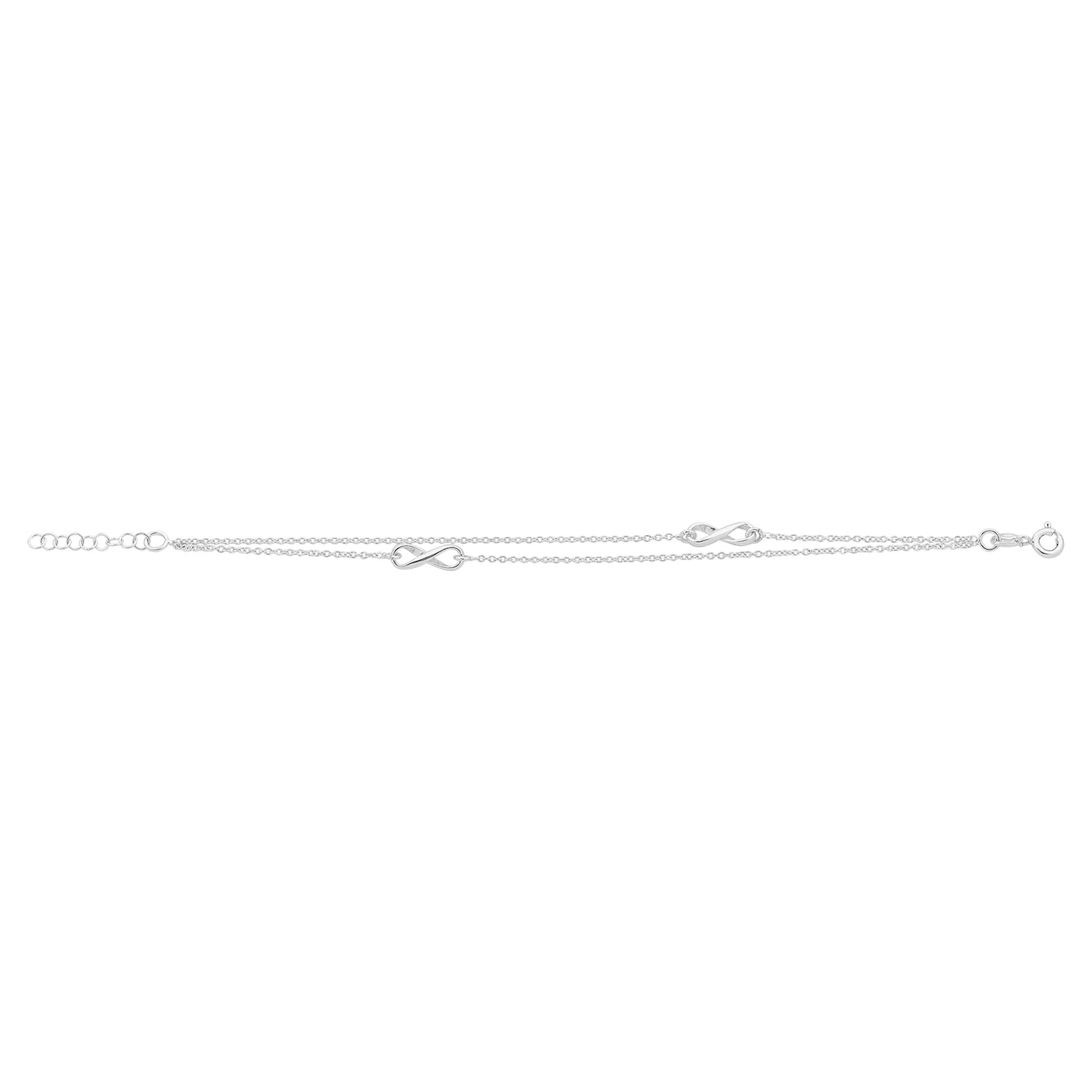 Sterling Silver Double Row Infinity Symbol Bracelet