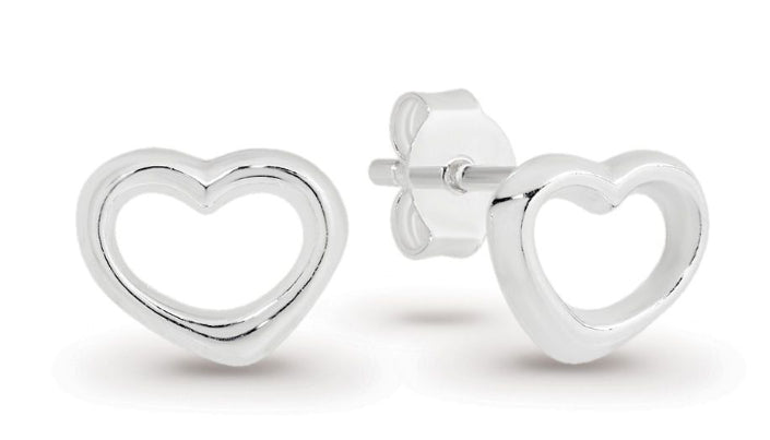 Sterling Silver Open Heart Stud Earrings
