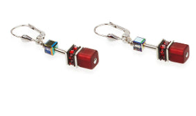 Coeur De Lion Red Geo-Cube Drop Earrings