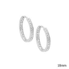 Sterling Silver CZ Hoop Earrings