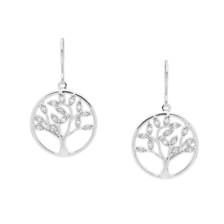 Sterling Silver Ellani Tree Of Life Earrings
