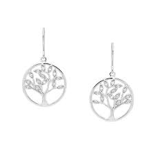 Sterling Silver Ellani Tree Of Life Earrings