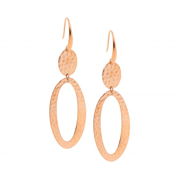 Ellani Rose Gold Plated Stainless Steel Drop Earrings