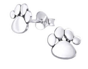 Sterling Silver Paw Print Studs