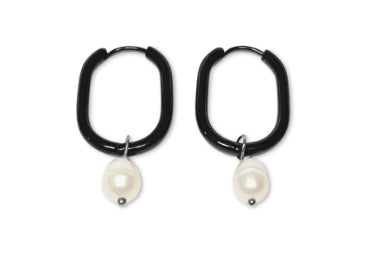 Hooplah Black FWP Oblong Huggies