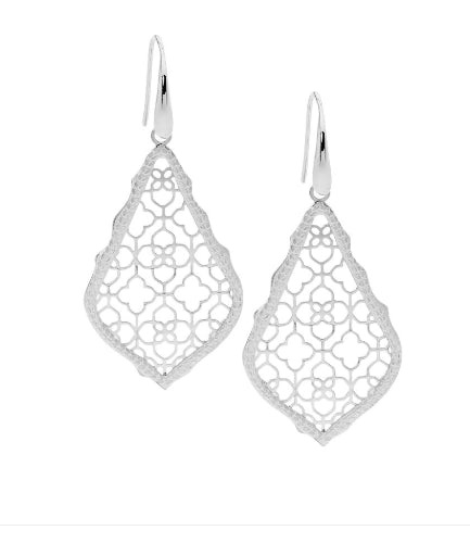 Womans Stainless Steel Filigree Hook Earrings