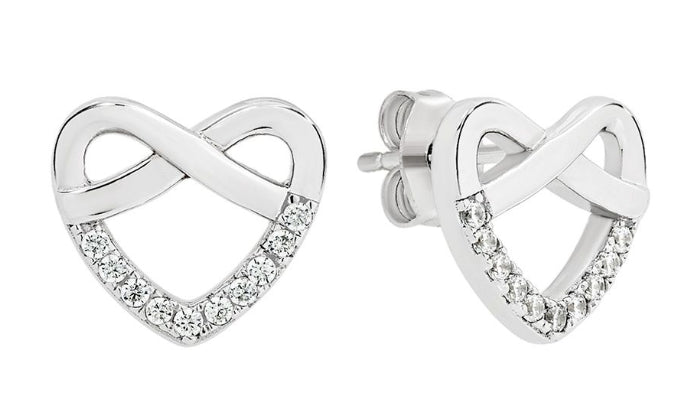 Sterling Silver CZ Heart Studs