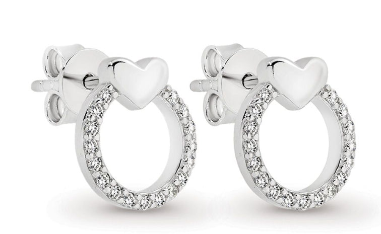 Sterling Silver Cz Circle Stud Earrings