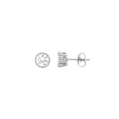Ellani Sterling Silver CZ Stud Earrings