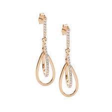 Rose Gold Cz Drop Earrings
