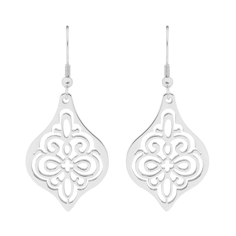Stainless Steel Filigree Drop Earrings