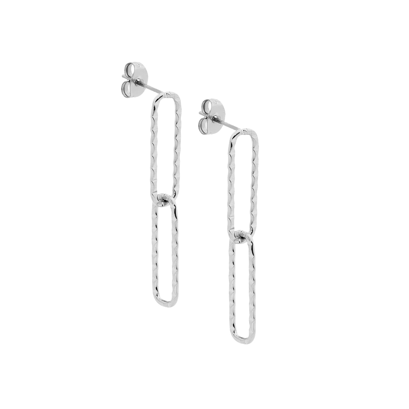 Stainless Steel Paper Clip Link Drop Earrings