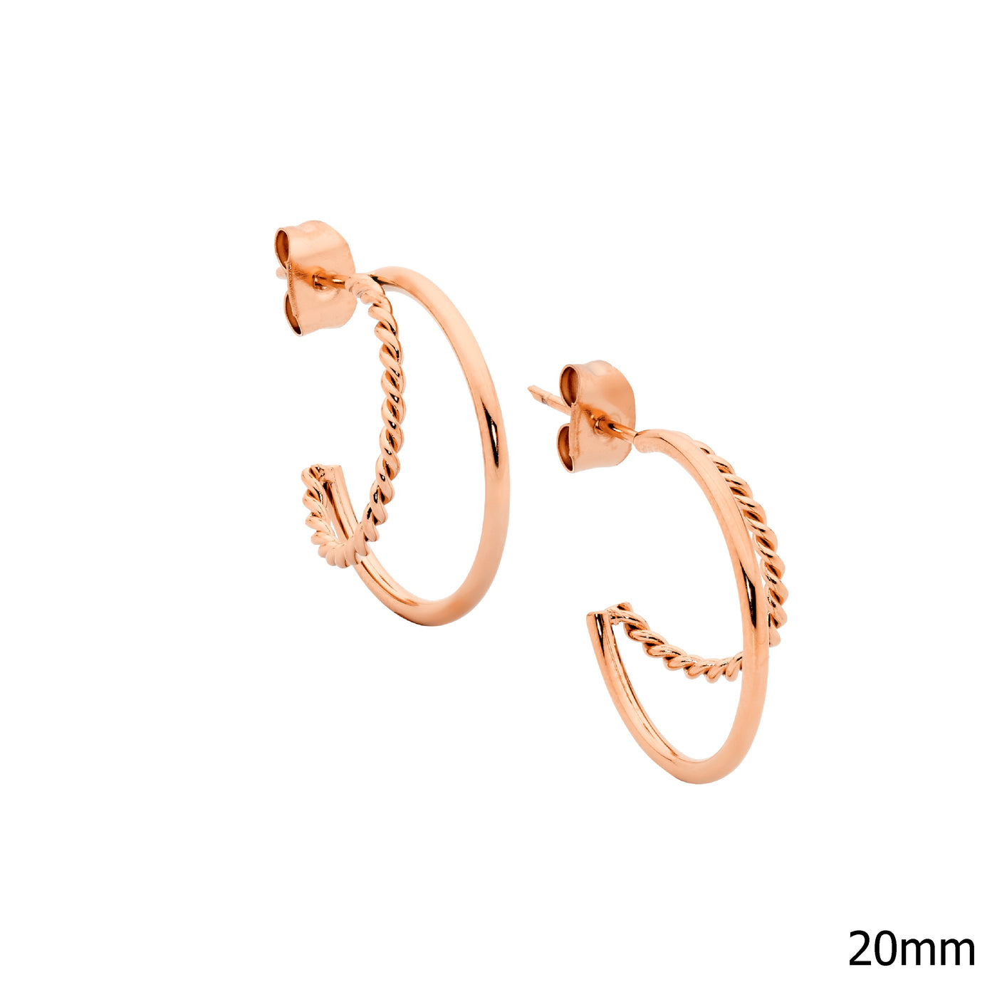 Stainless steel,Dble hoop twist earring ,rose gold plating