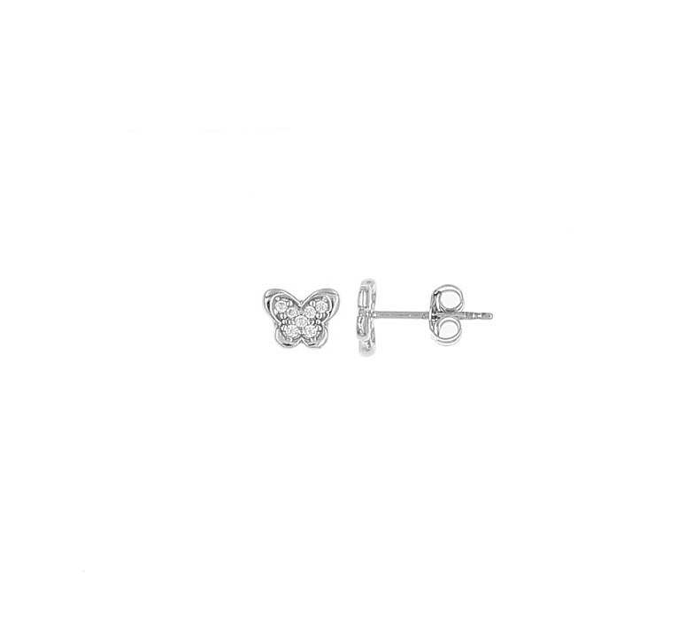 Sterling Silver Butterfly Studs Set With Cz