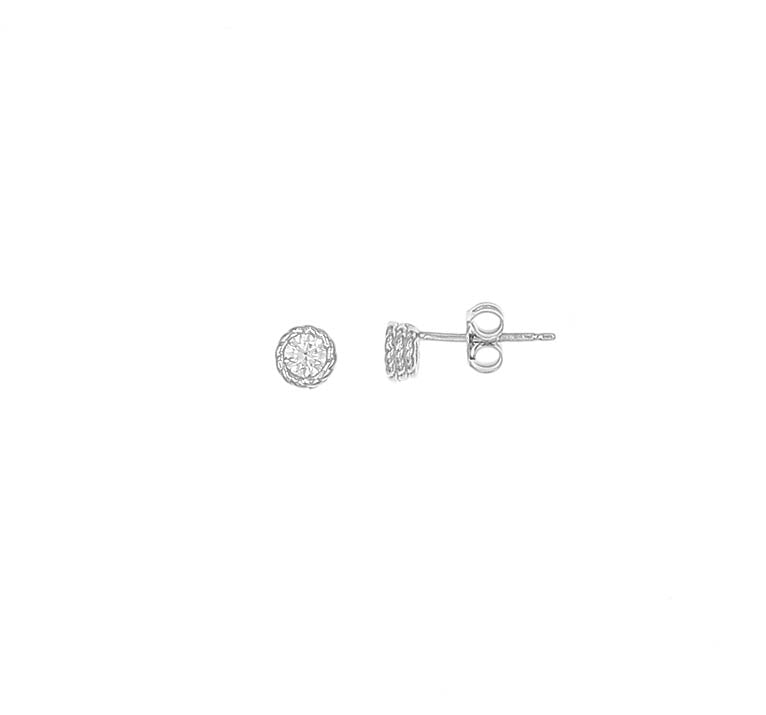 Sterling Silver Rope Bezel Set Cz Earrings