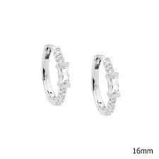 Ellani Sterling Silver Cz Huggie Earrings