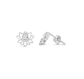 Sterling Silver Lotus Cz Earrings