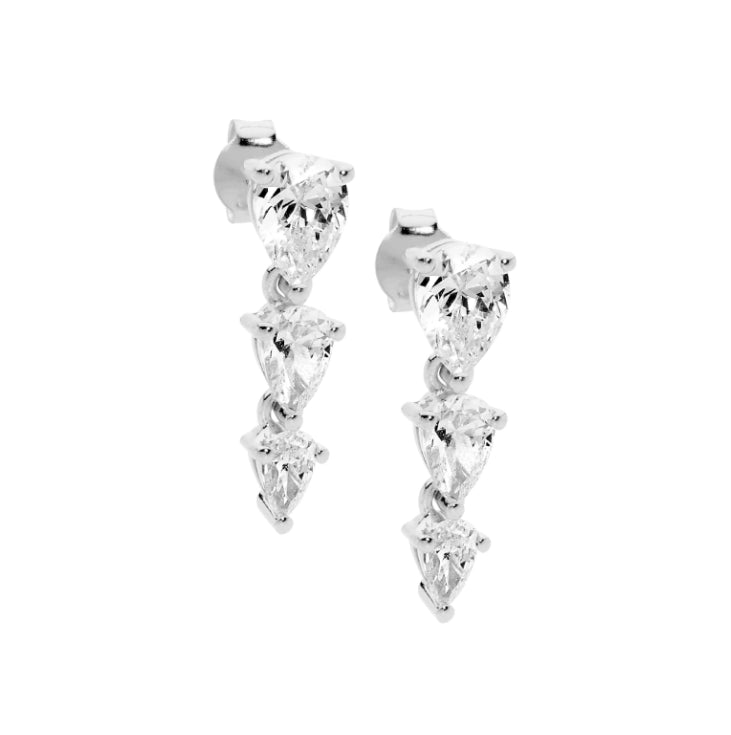 Sterling Silver Pear Shaped Cz Earrings