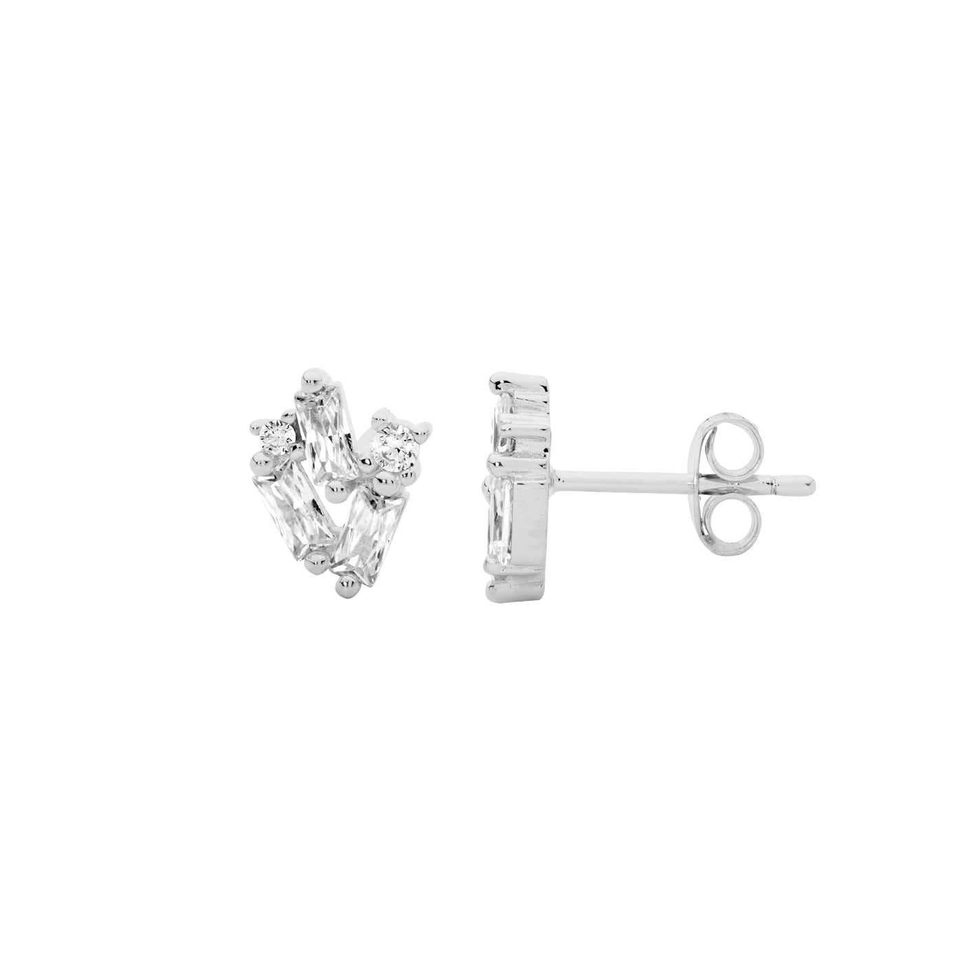 Sterling Silver Cz Stud Earrings