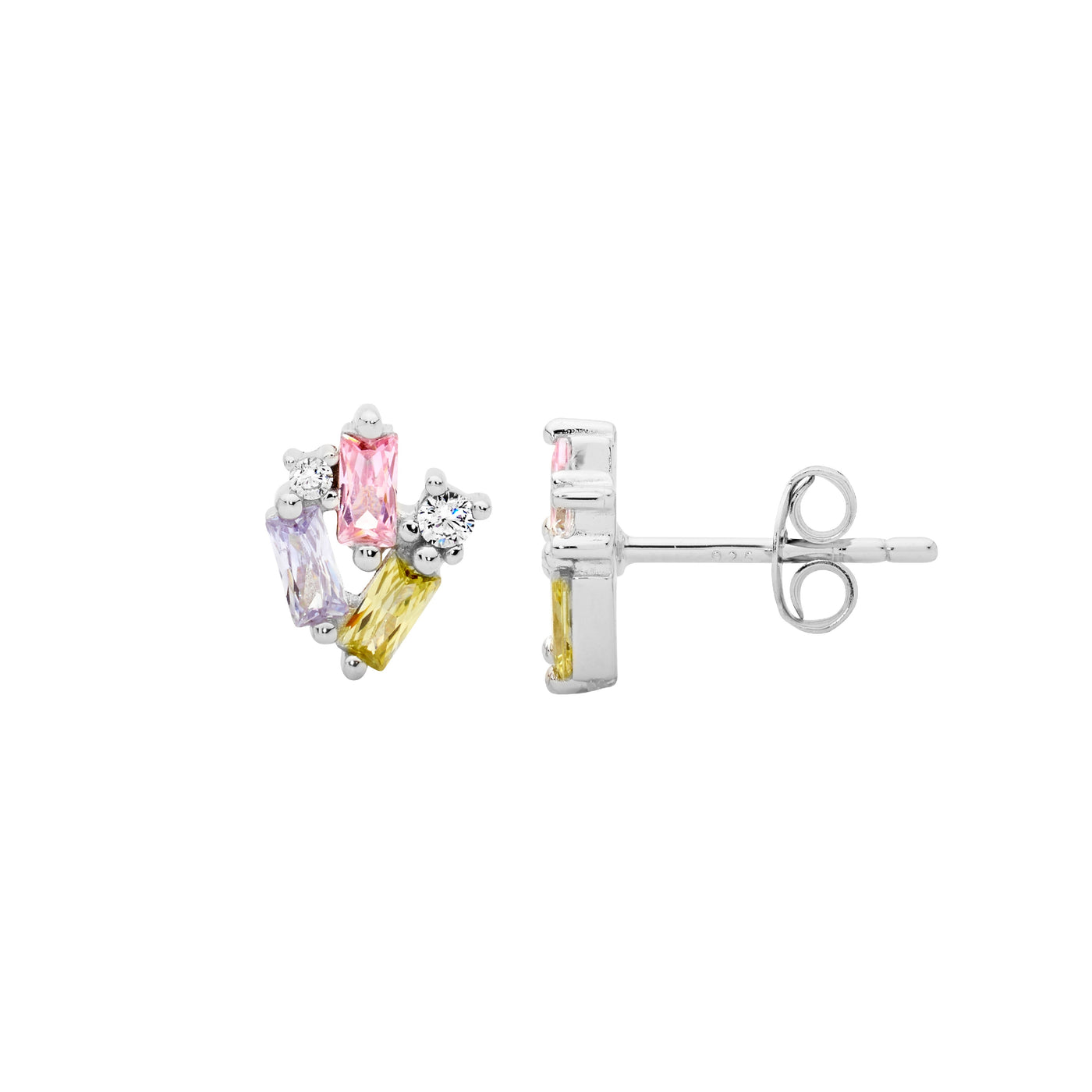 Sterling Silver Pastel Coloured Cz Earrings
