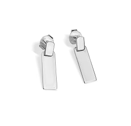 Bijoux Double Rectangle Silver Stud Earrings