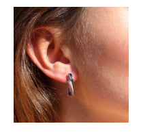 Bijoux Double Rectangle Silver Stud Earrings