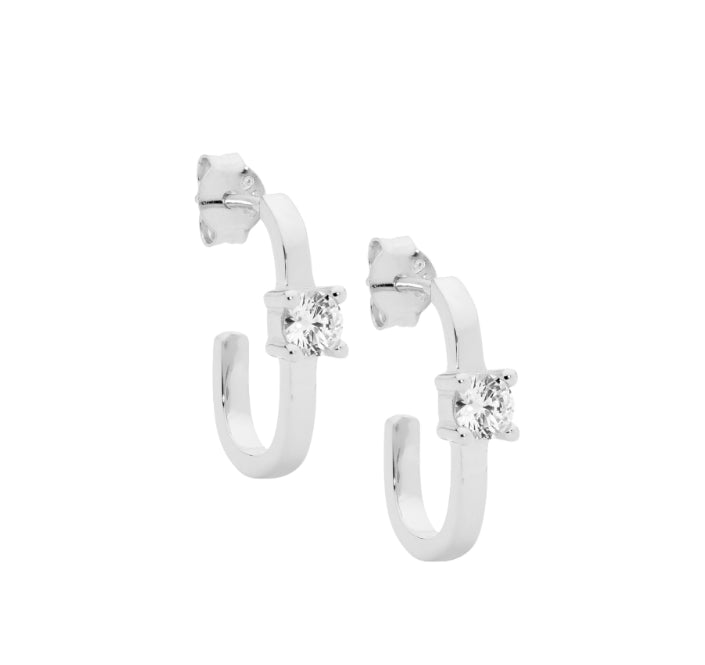 Sterling Silver Hoops With Feature Cz