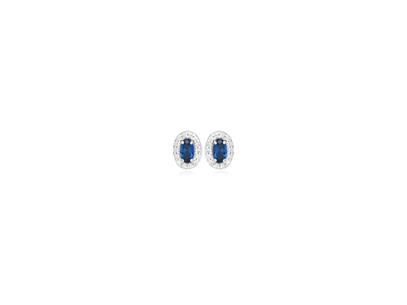 Sterling Silver Nano Sapphire And CZ Earrings