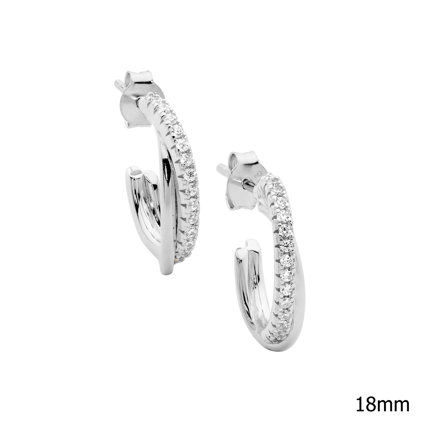 Ellani Double Hoop Earrings With Cubic Zirconia
