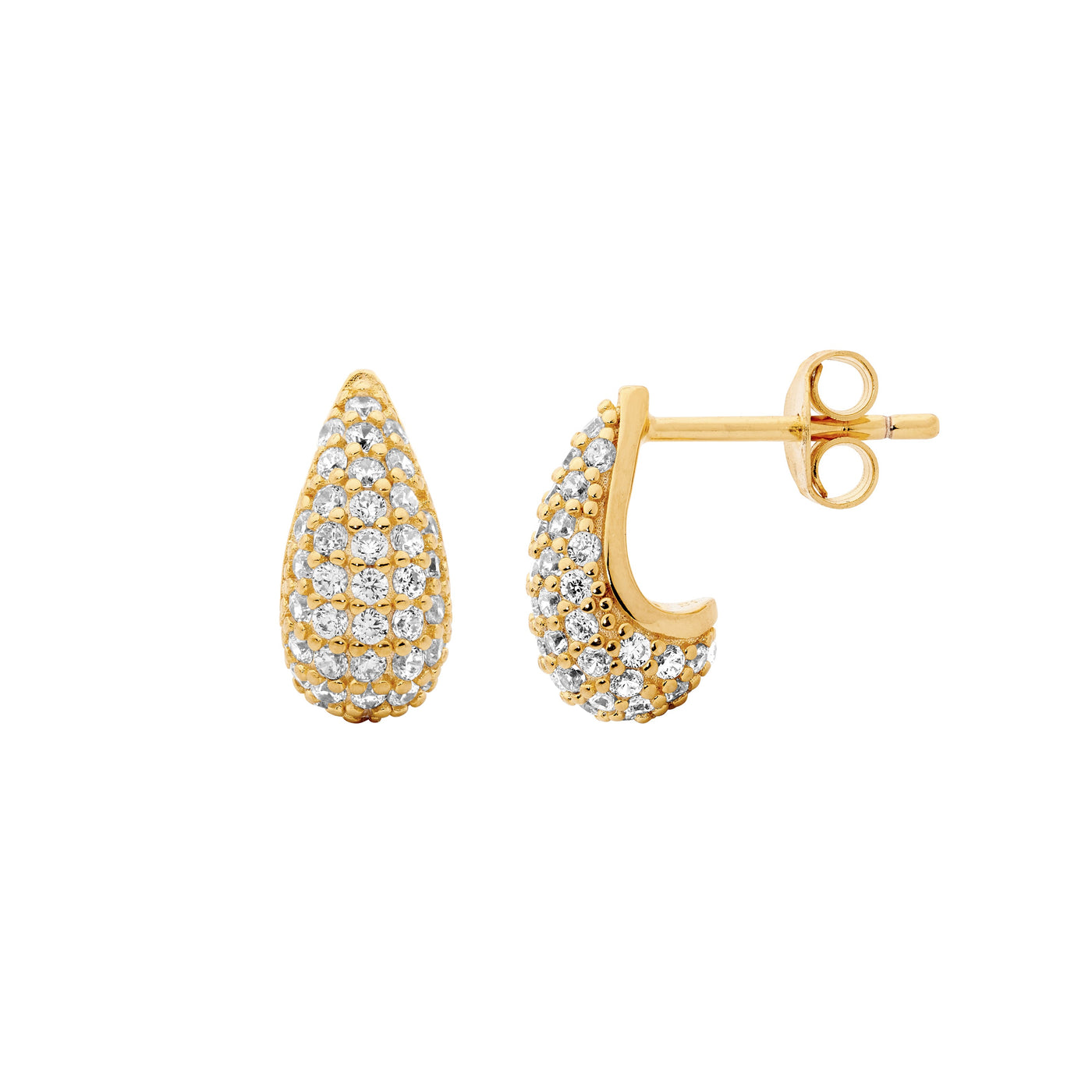 Ellani Sterling Silver CZ Teardrop shaped Stud earrings