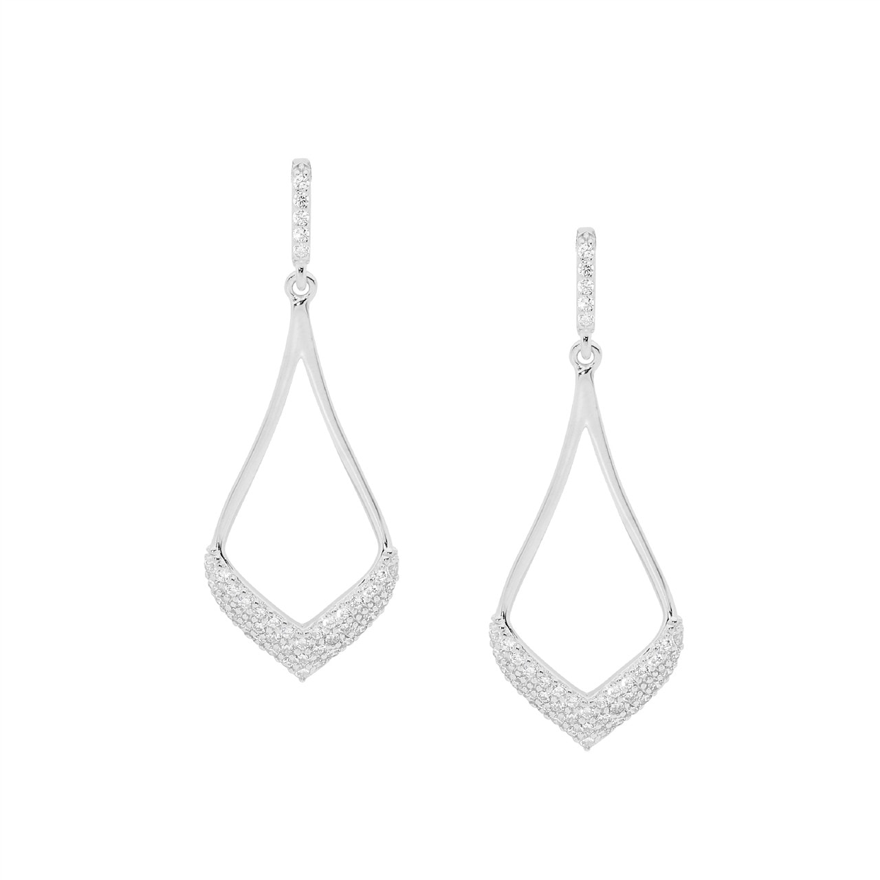 Ellani Sterling Silver Cz Drop Earrings